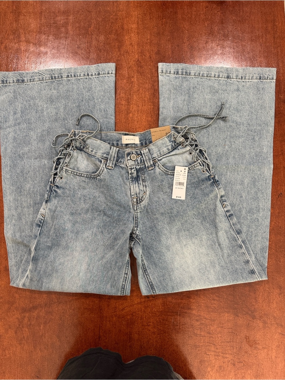 PacSun Low Rise Wide Leg Jeans with side Lace-Ups